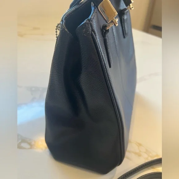 Coach Blue and Gold Leather Satchel Crossbody, with Structured Design EUC - Picture 4 of 14